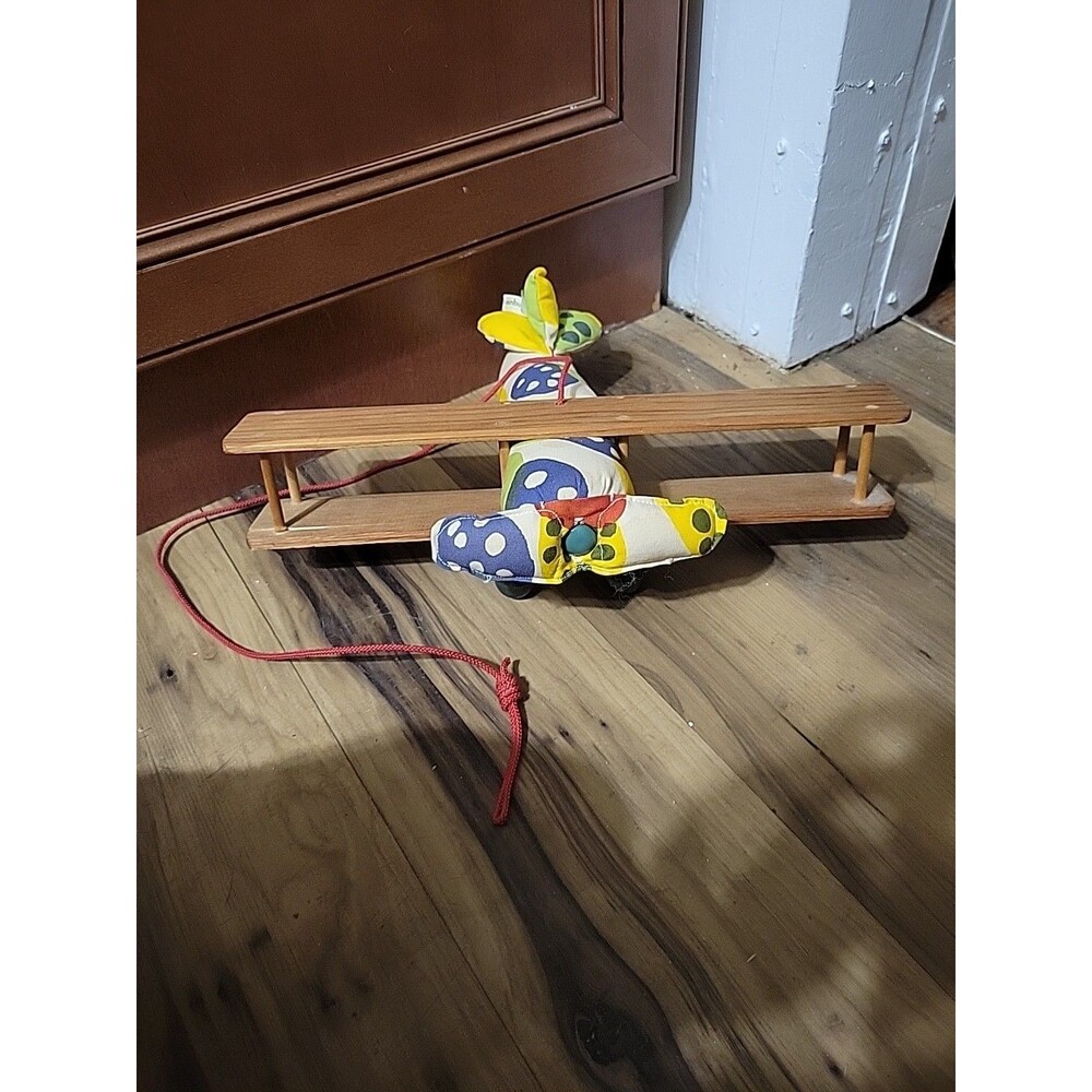VINTAGE BANBURY CROSS POTTERY BARN MARIMEKKO WOODEN/PLUSH PULL TOY AIRPLANE 1973